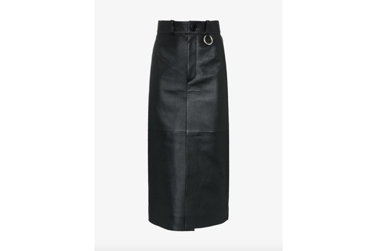 Balenciaga High Waisted Leather Midi Skirt