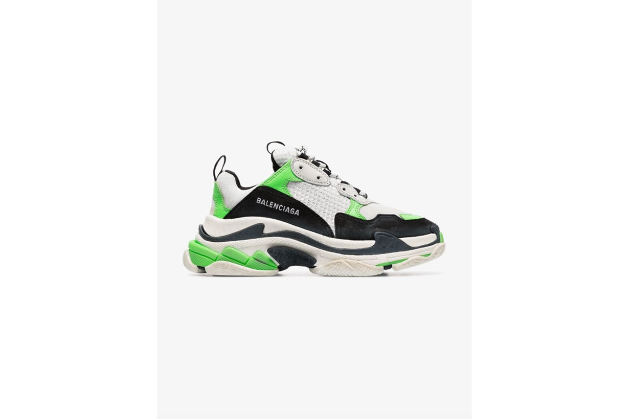 Balenciaga Neon Green And Black Triple S Sneakers