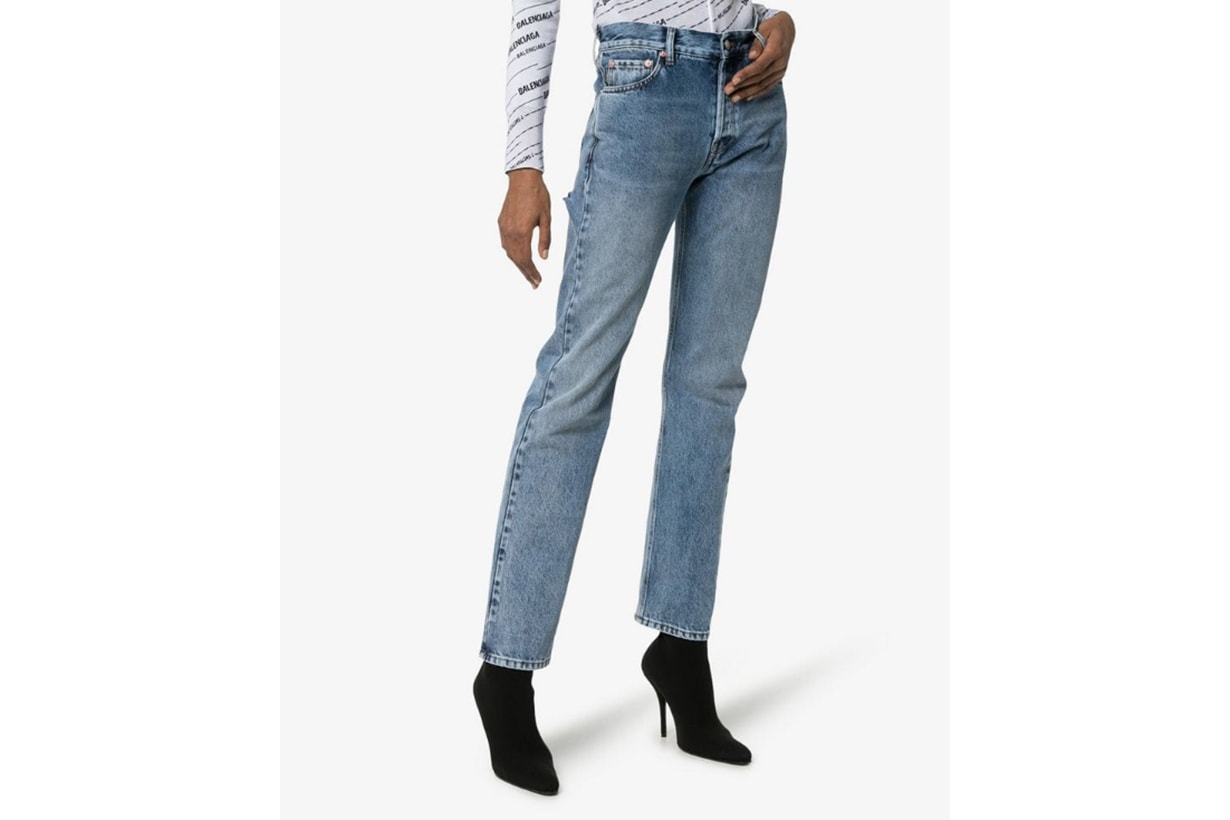 Balenciaga Slim Fit Rip Detail Jeans