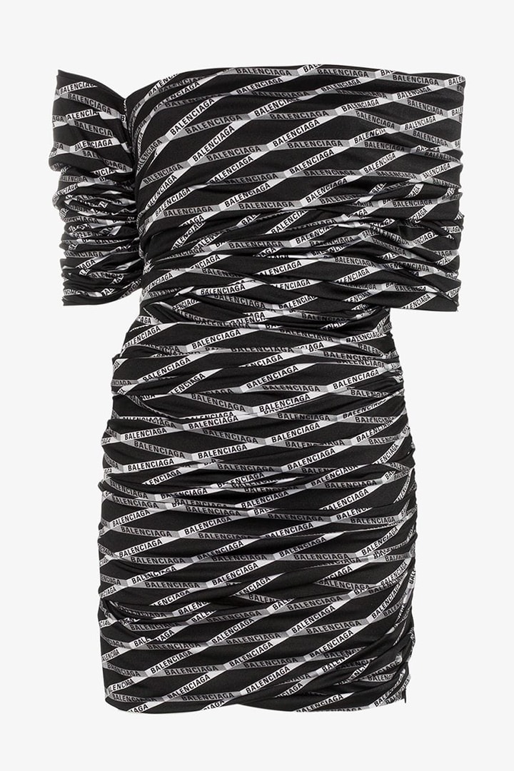 Off-The-Shoulder Stretch Logo Dress