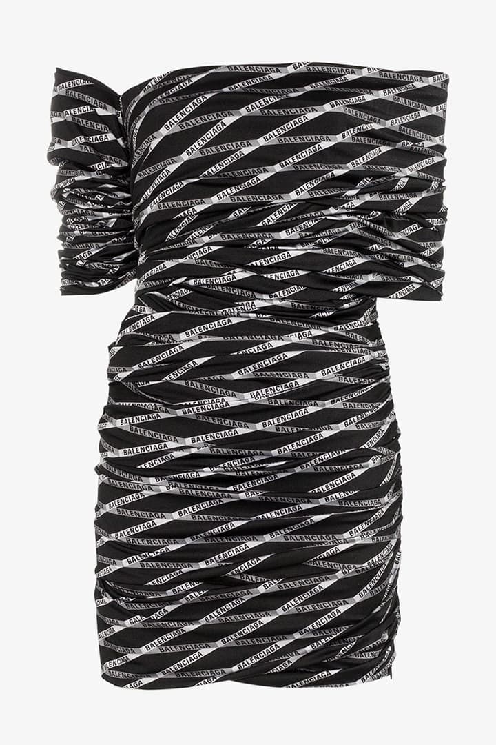 Off-The-Shoulder Stretch Logo Dress