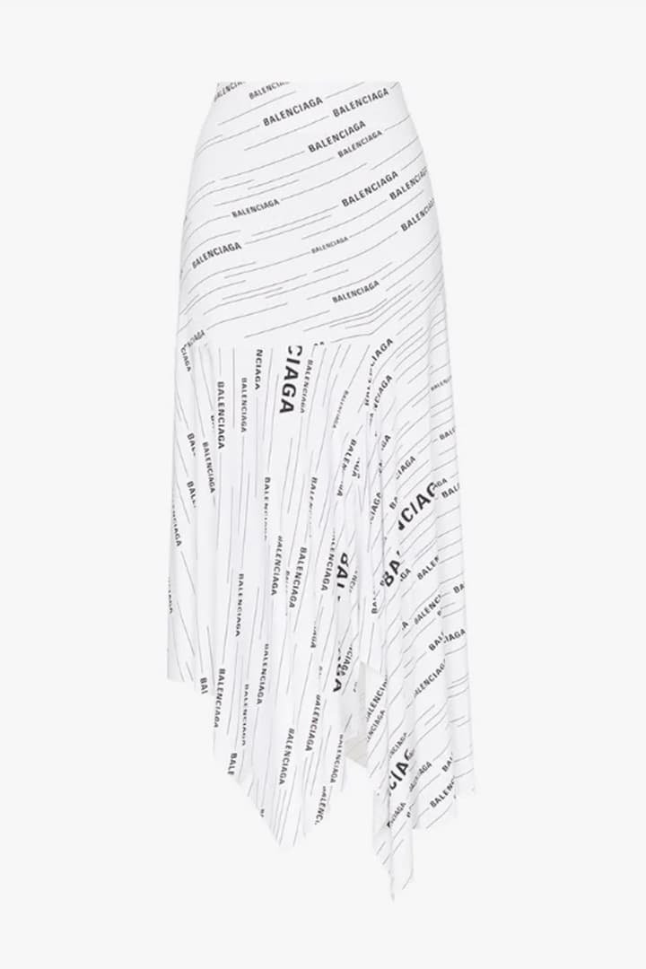 Asymmetric Stretch Logo Skirt