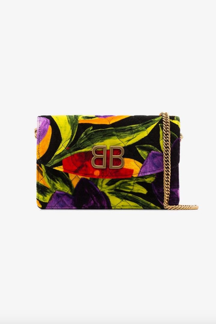 Multicoloured BB Floral Velvet Shoulder Bag