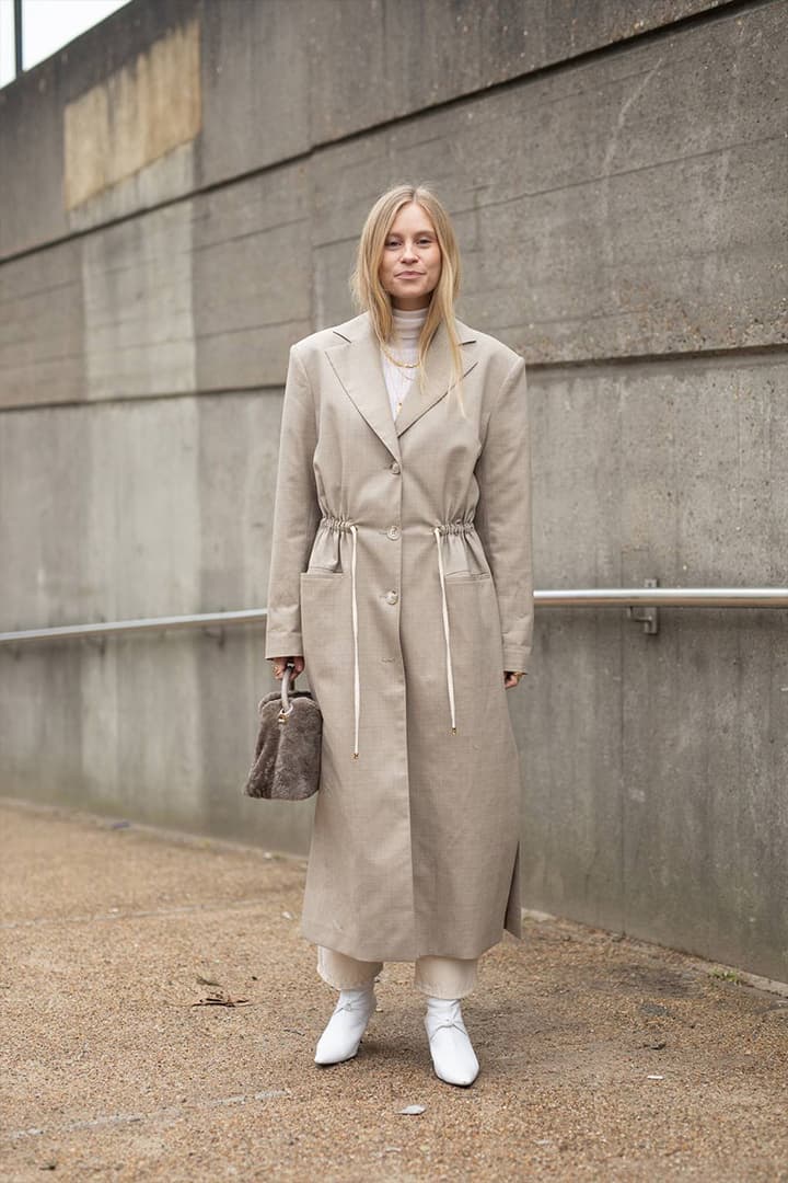 White Boots London Fashion Week 2019 Beige Head To Toe Street Style