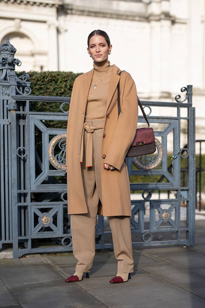 Coat Celine Boots London Fashion Week 2019 Beige Head To Toe Street Style