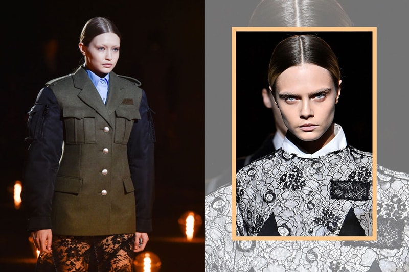 Gigi Hadid, Cara Delevingne walked the prada runway without eyebrows