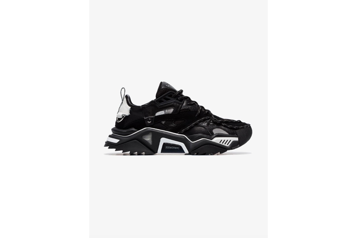 Calvin Klein 205W39nyc Black Strike Chunky Mesh And Leather Sneakers
