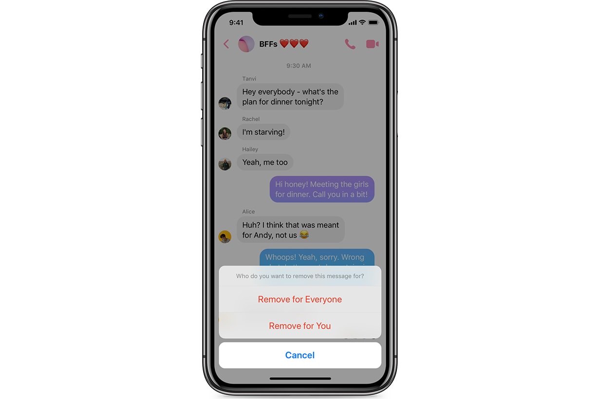 Facebook Messenger Unsend Messages