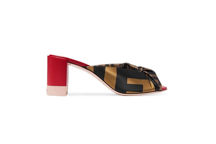 Fendi Knotted Logo-Print Mules