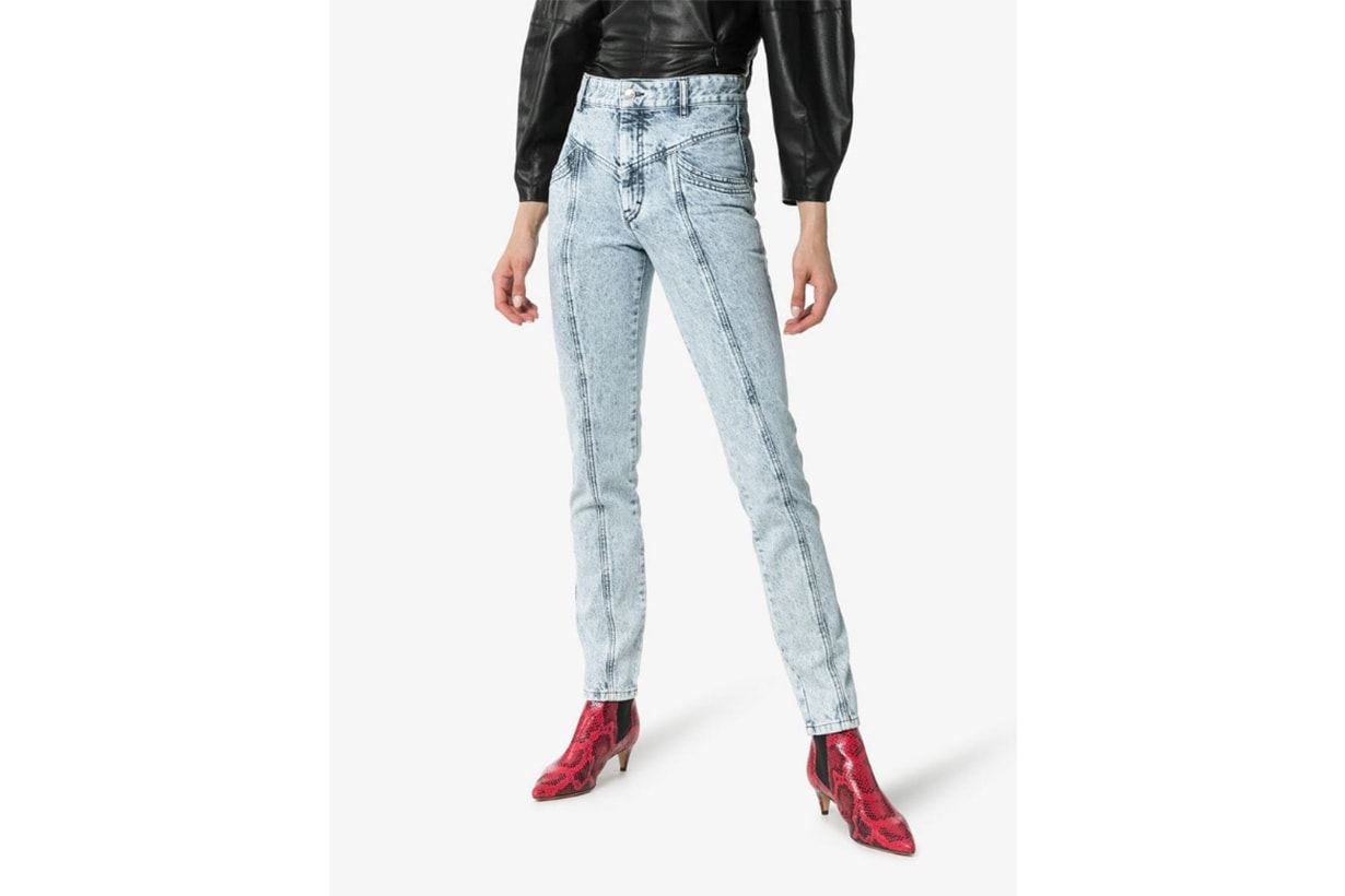 Isabel Marant Lorricka Acid Wash Seam Detail Skinny Jeans