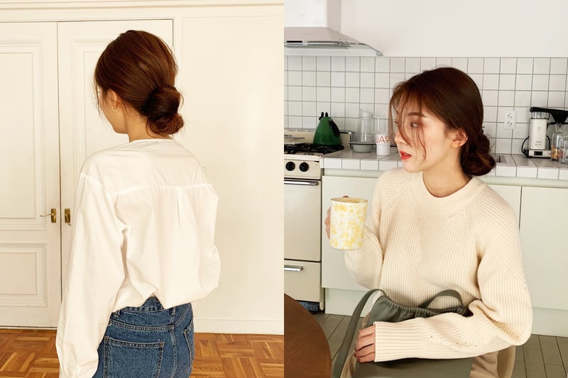 Korean girls hairstyles hair styling method low hair bun Hair clips bobby pin rubber band