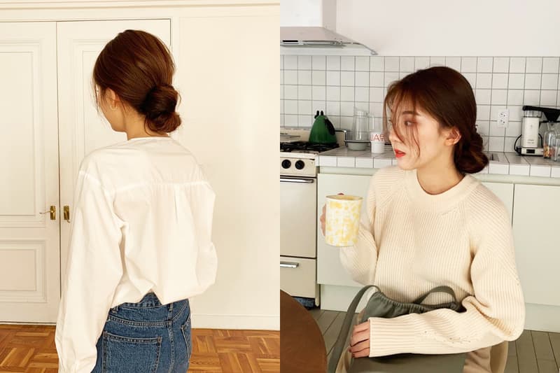 Korean girls hairstyles hair styling method low hair bun Hair clips bobby pin rubber band