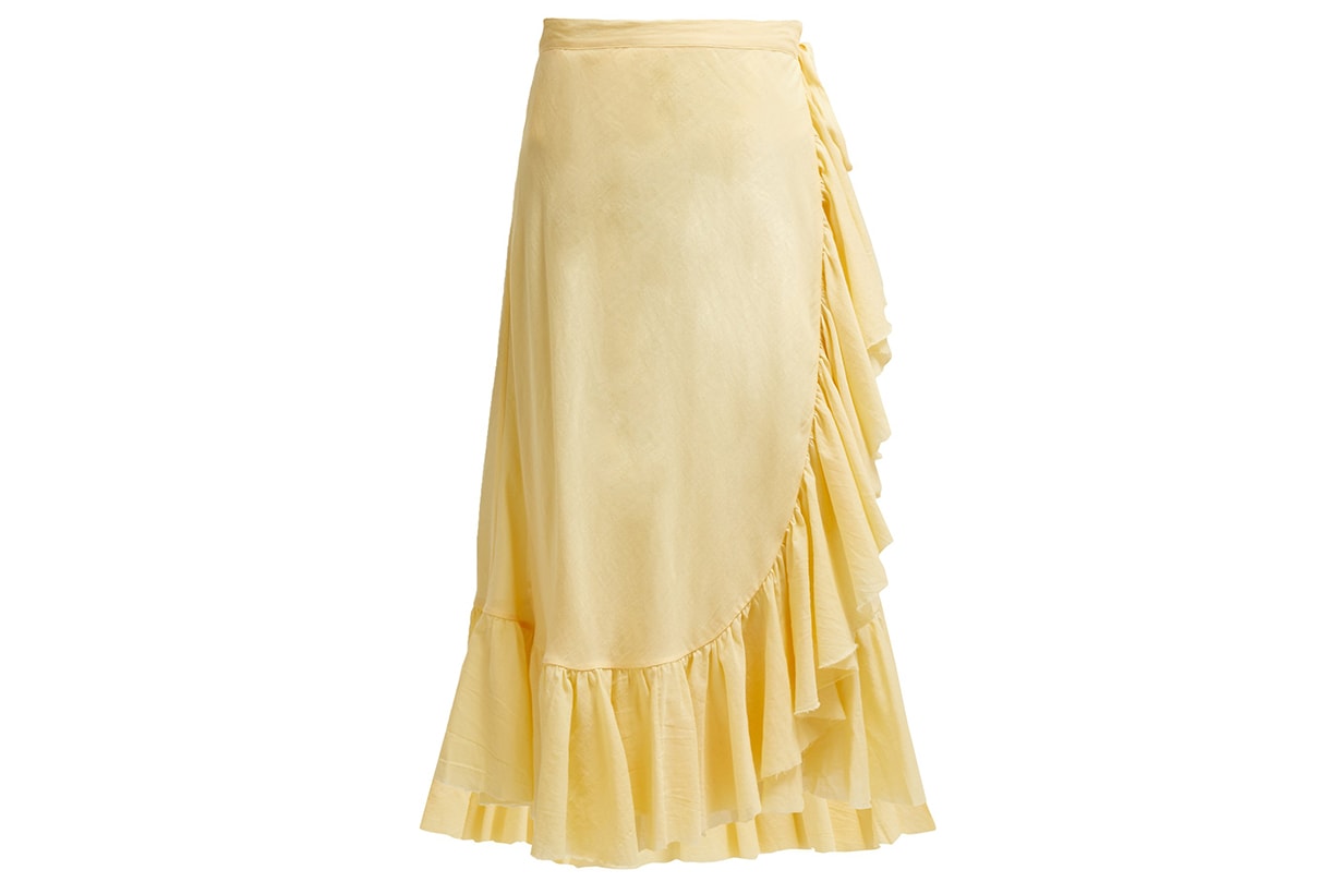 Loup Charmant Ruffle-Trim Cotton Midi Skirt
