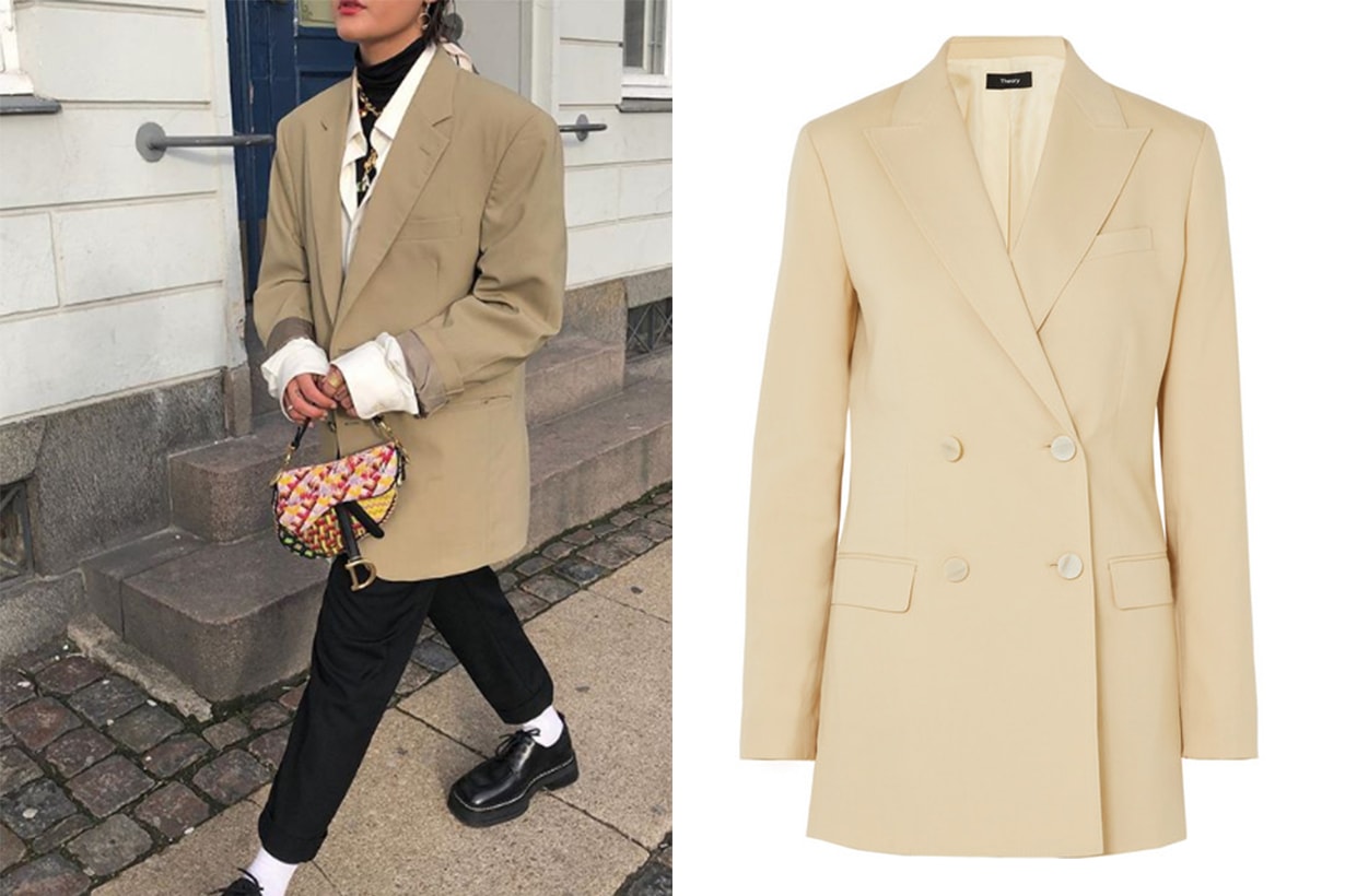 Theory Double-Breasted Wool-Blend Canvas Blazer