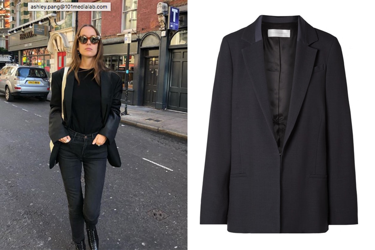 All Black Blazer Victoria Beckham Satin-Trimmed Wool-Blend Piqué Blazer