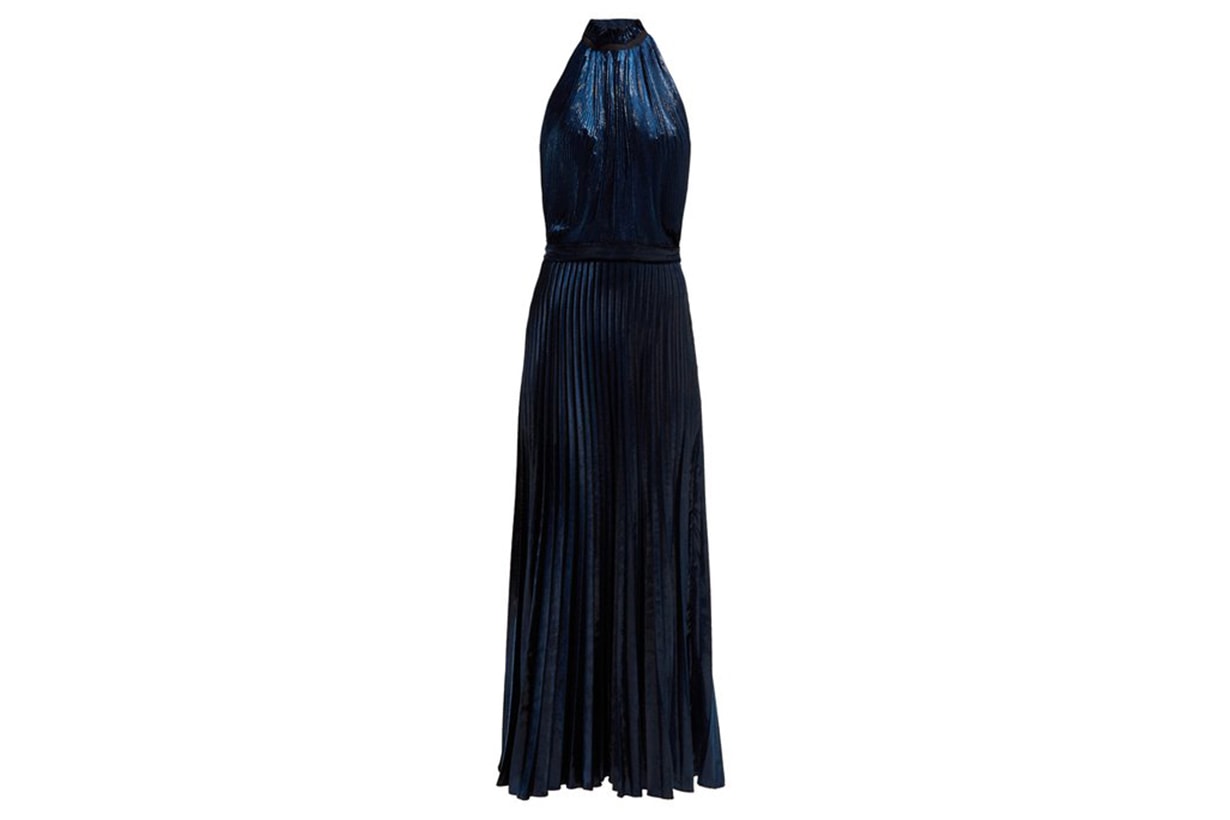 Raquel Diniz Giovanna Halter-Neck Velvet Dress
