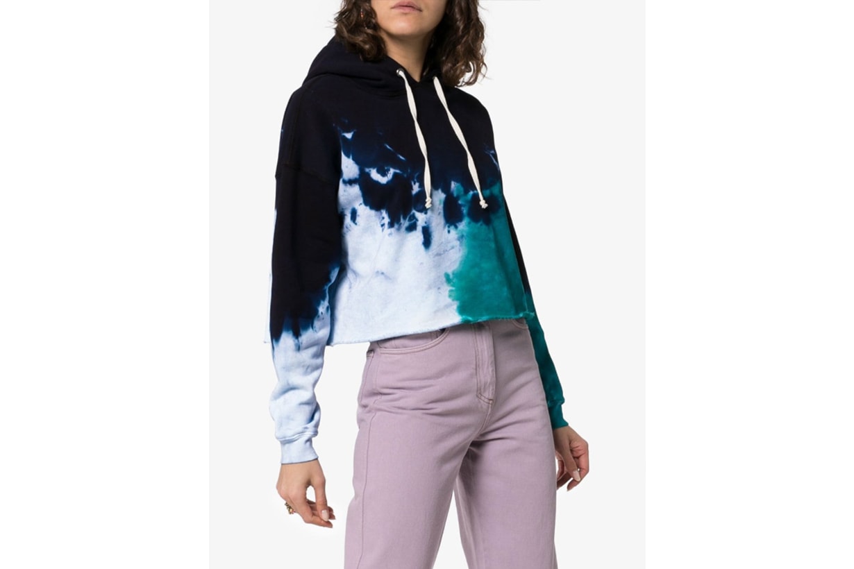 Re/Done Tie Dye Cotton Cropped Hoodie