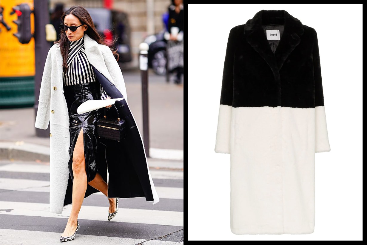 Black and white coat street style