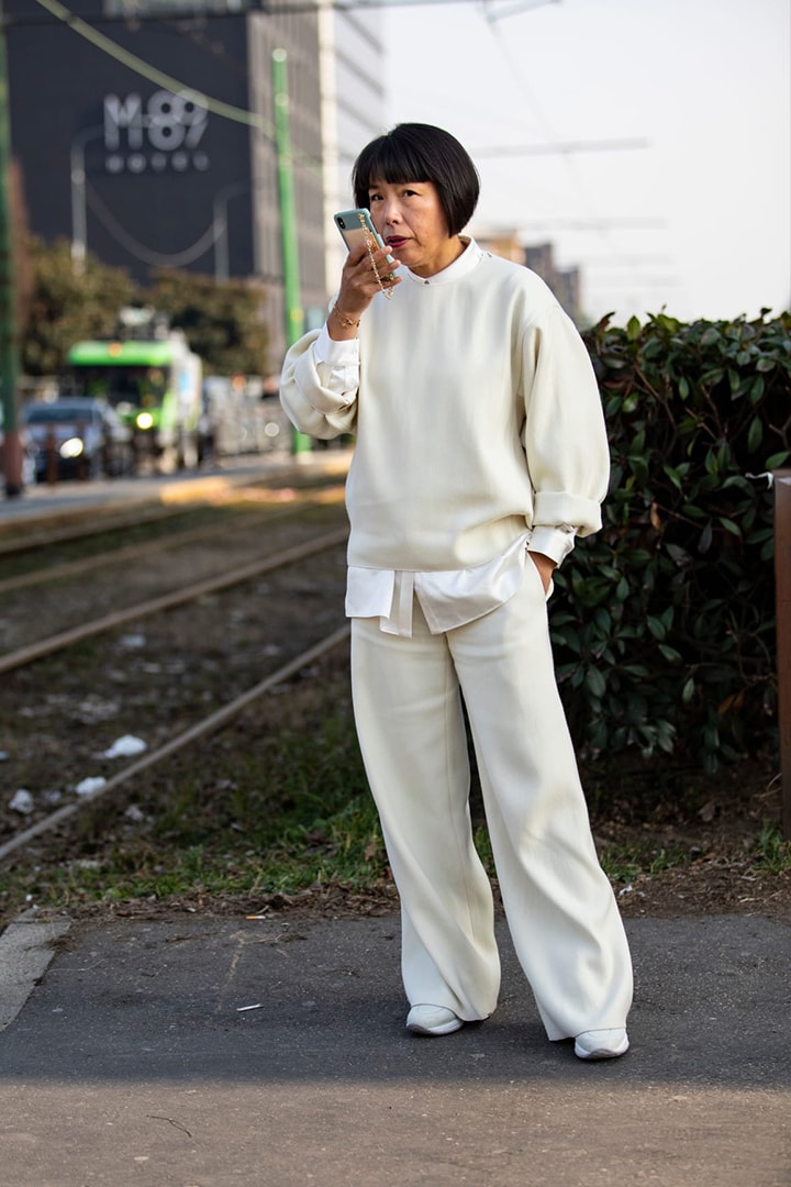 White Pants Sweaters Outfits Street Style