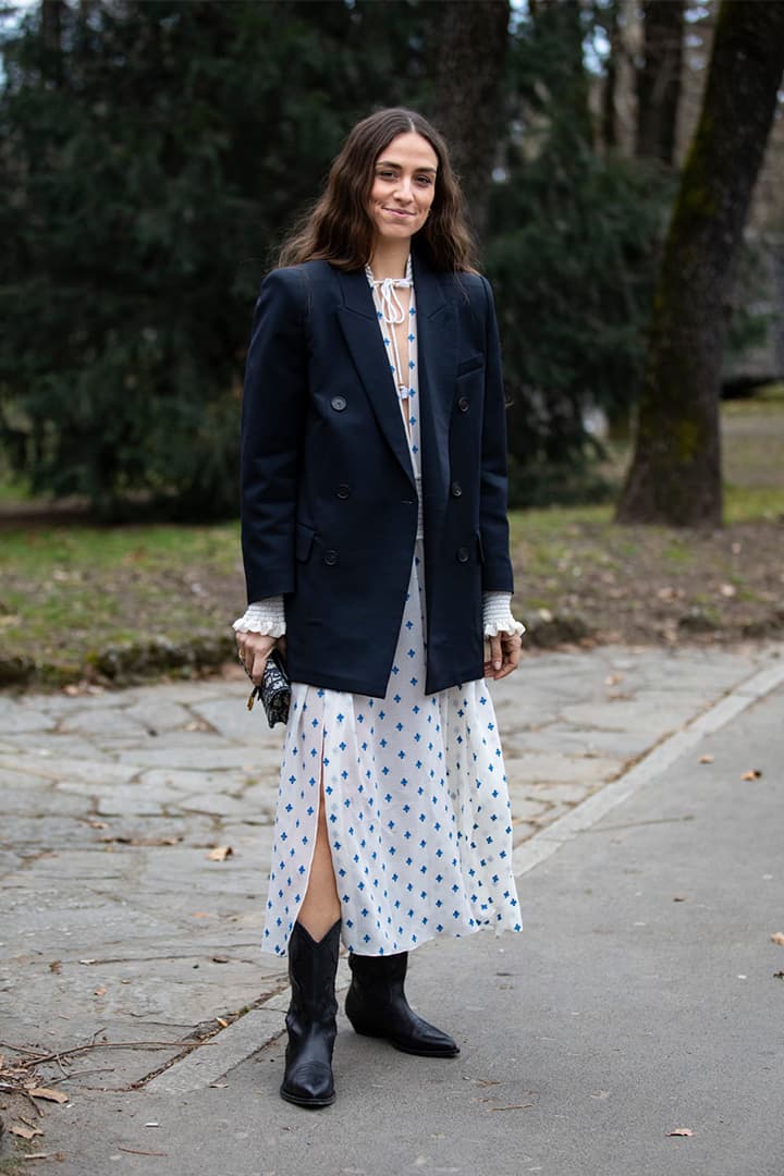 White Dress Blazer Outfits Street Style