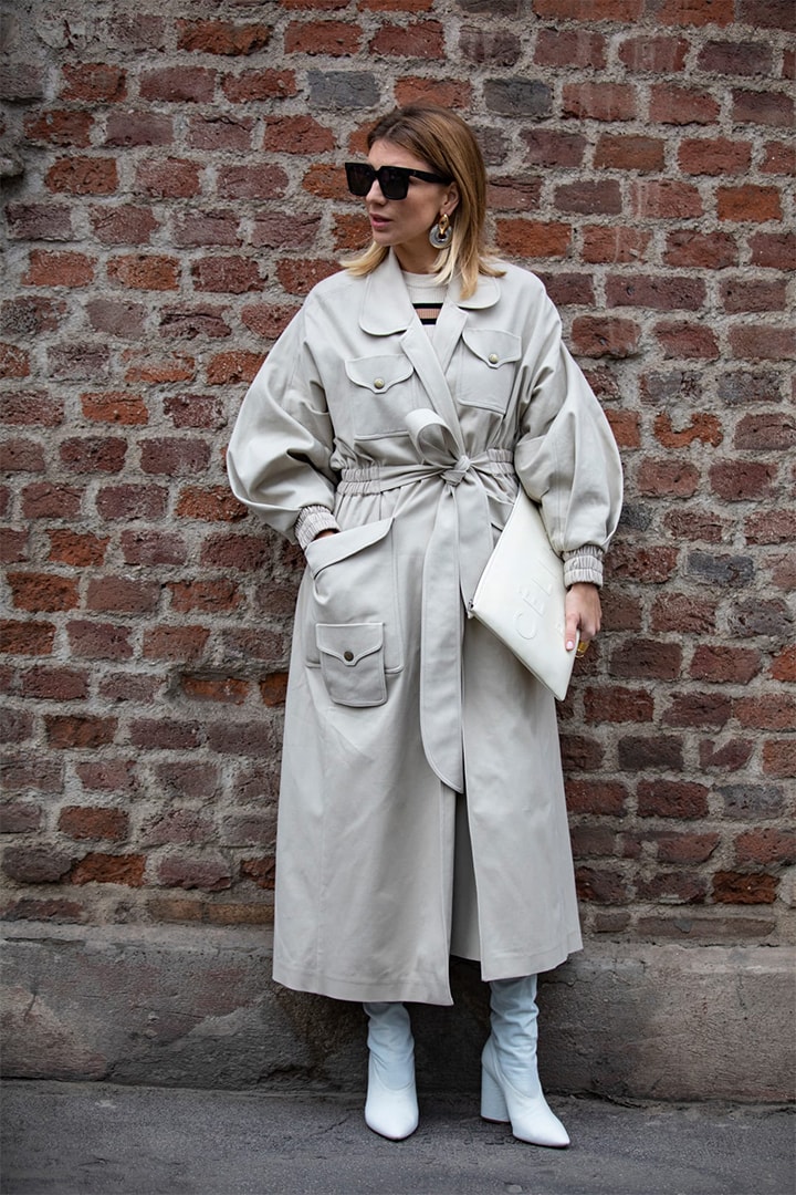 White Trench Coat Outfits Street Style