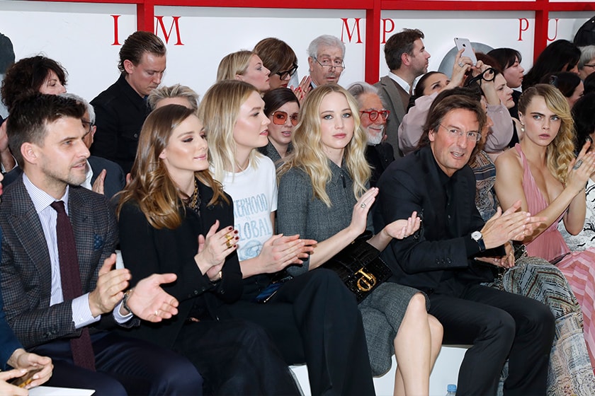 Jennifer Lawrence Engagement Diamond Ring Dior Cara Front Row