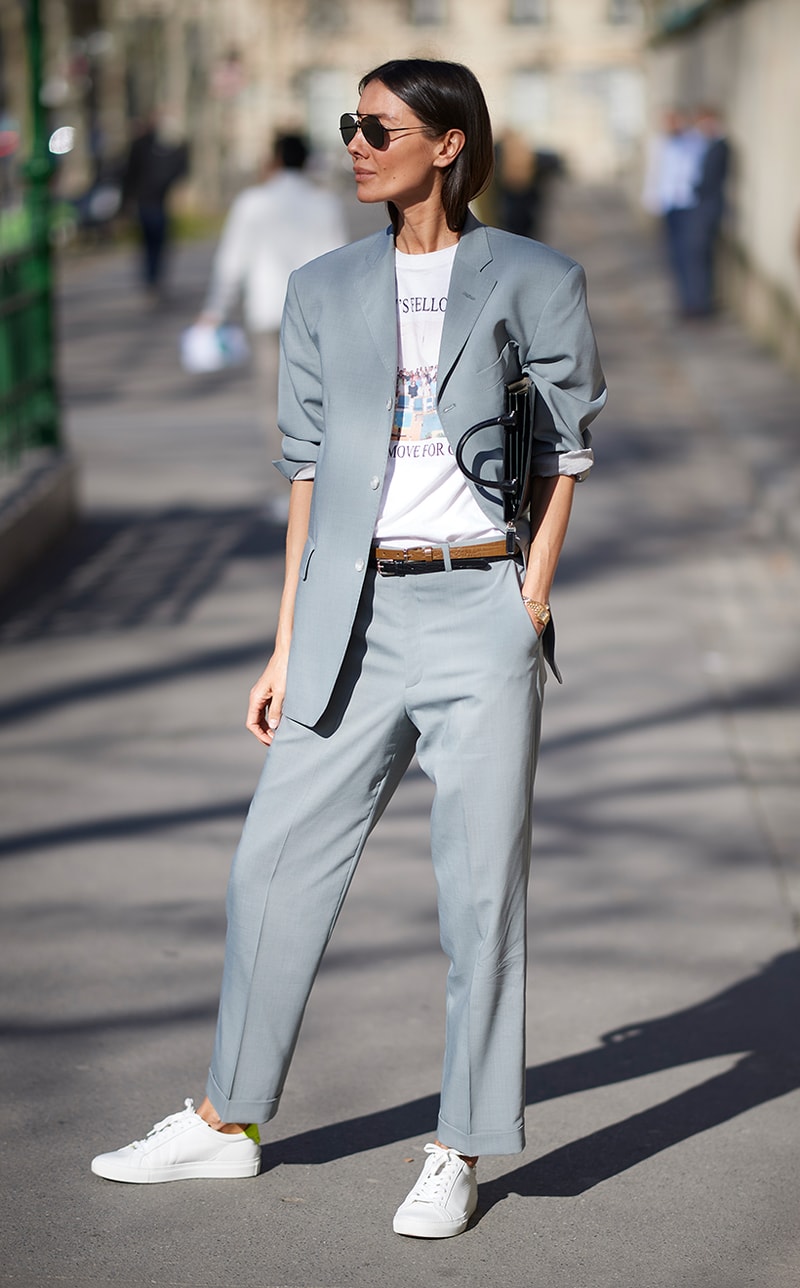Celebrities Street Snap White Sneakers Style Trend