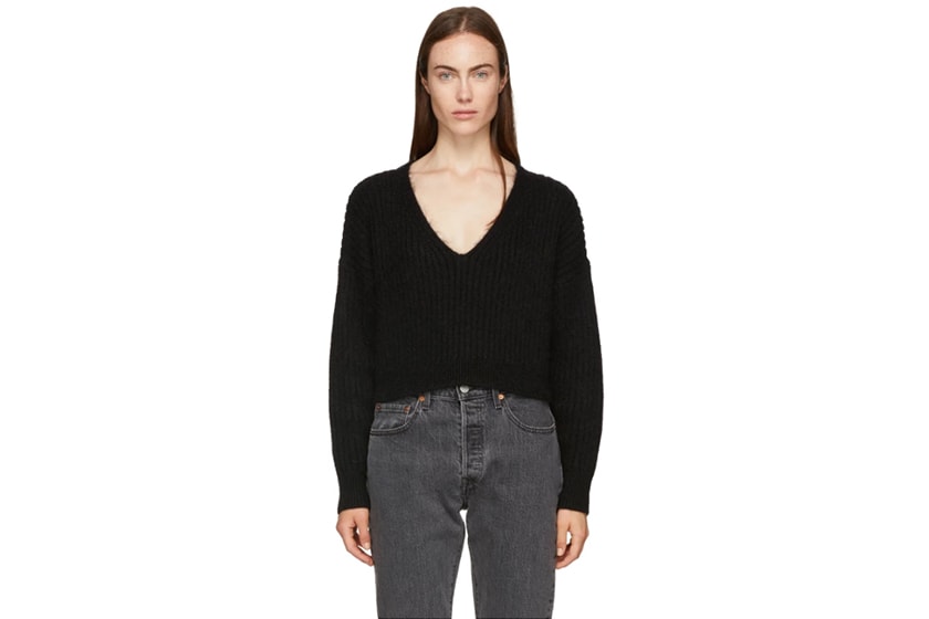 3.1 Phillip Lim Black Mohair Cropped Sweater