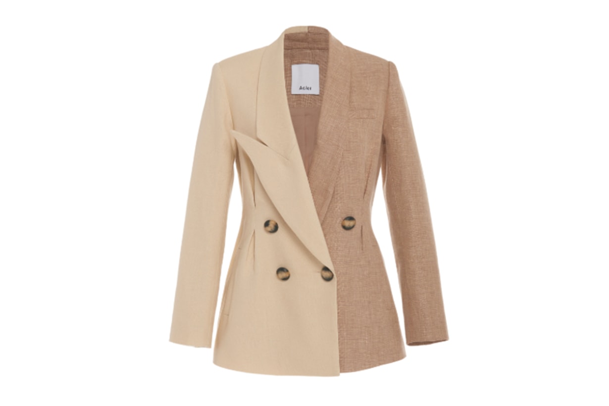 Acler Belvue Colorblock Linen-Blend Blazer