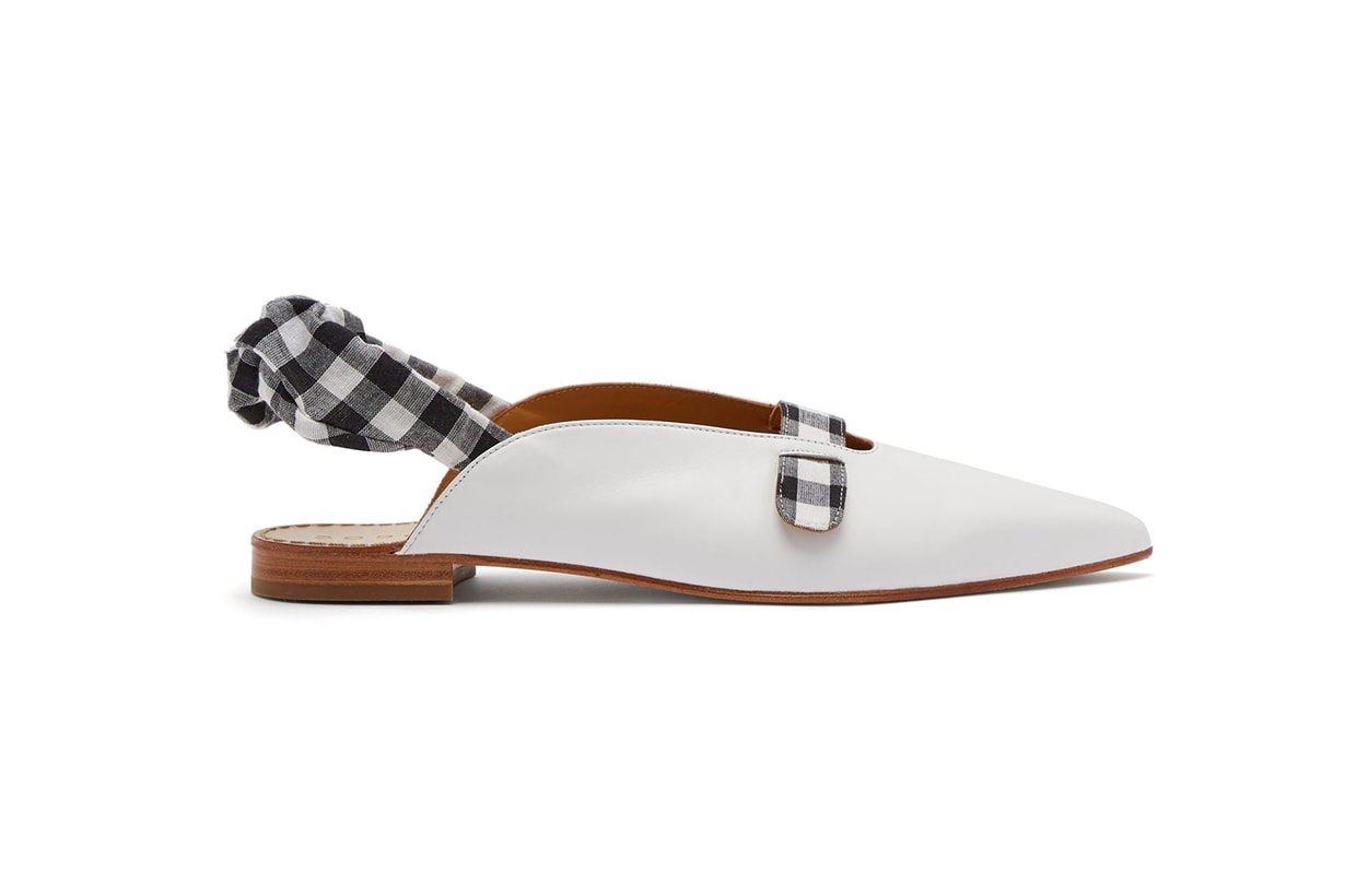 Dodo Bar Or Alonso Gingham-Slingback Leather Flats