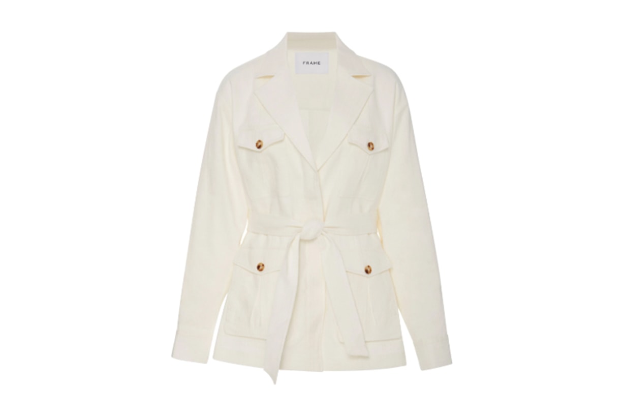 Frame Belted Cotton And Linen-Blend Jacket