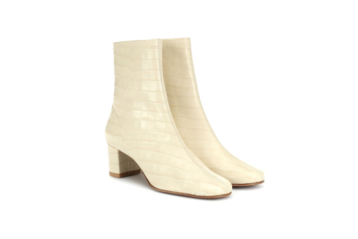 By Far Sofia Embossed Leather Ankle Boots