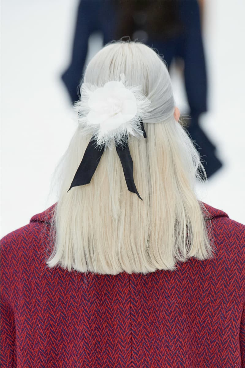Chanel Paris Fashion Week PFW 2019 Fall Hair Clips Barrettes Hairstyles trend Sam McKnight Camelia flower Ribbon hair accessories