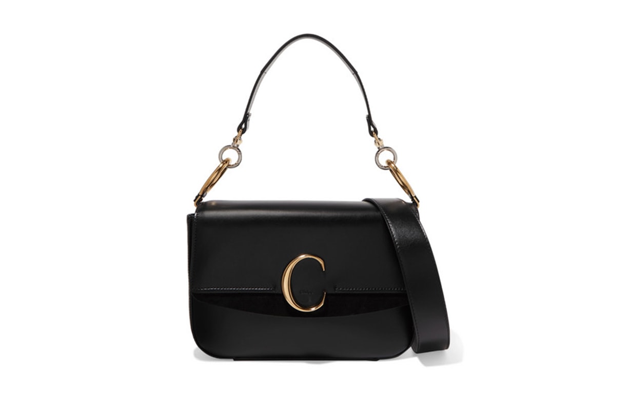 Chloé C Medium Suede-trimmed Leather Shoulder Bag