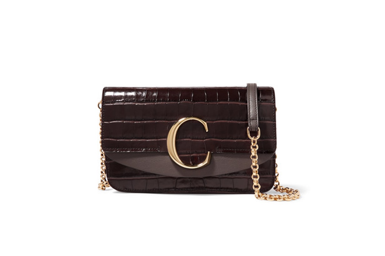 Chloé Chloé C Mini Croc-effect and Smooth Leather Shoulder Bag