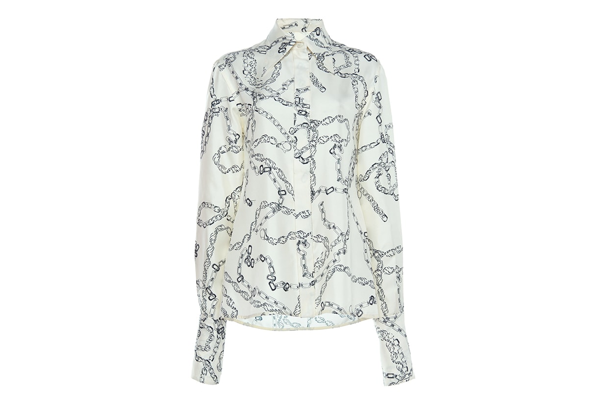 Victoria Beckham Chain-Link Print Silk Crepe Blouse