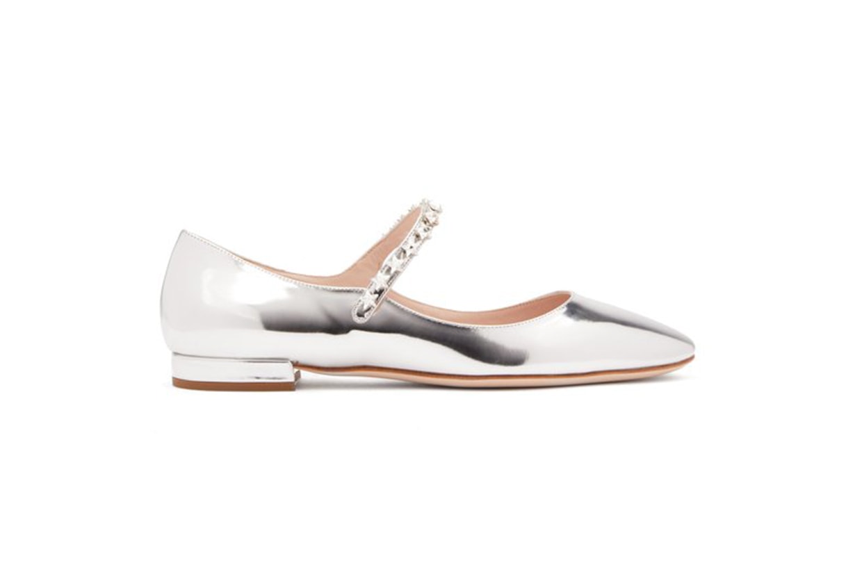 Crystal-Embellished Patent-Leather Mary-Jane Flats