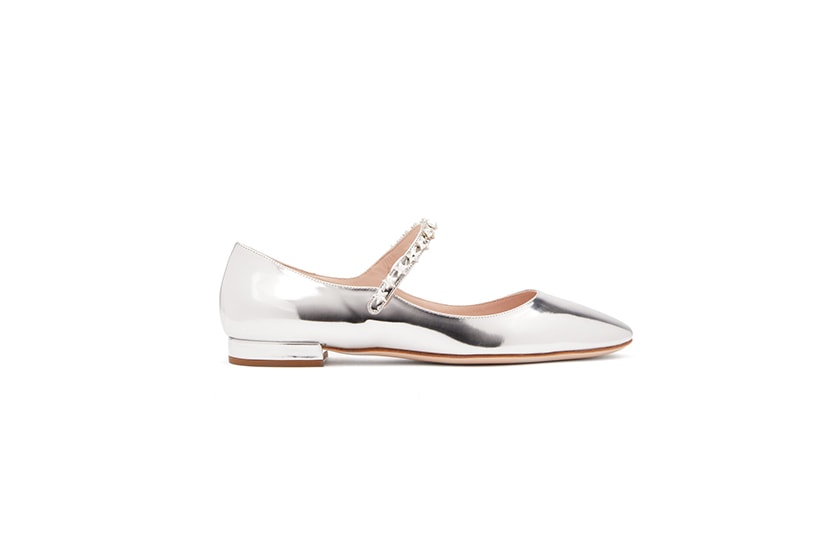 Miu Miu Crystal-Embellished Patent-Leather Mary-Jane Flats