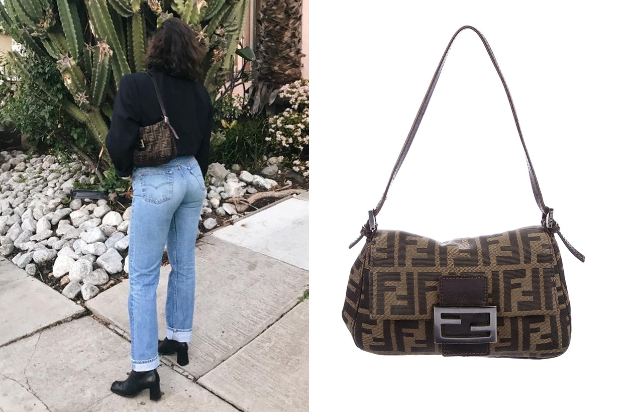 Fendi Leather-Trimmed Zucca Baguette