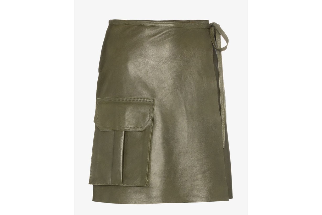Ganni Meranti Utility Pocket Leather Wrap Skirt