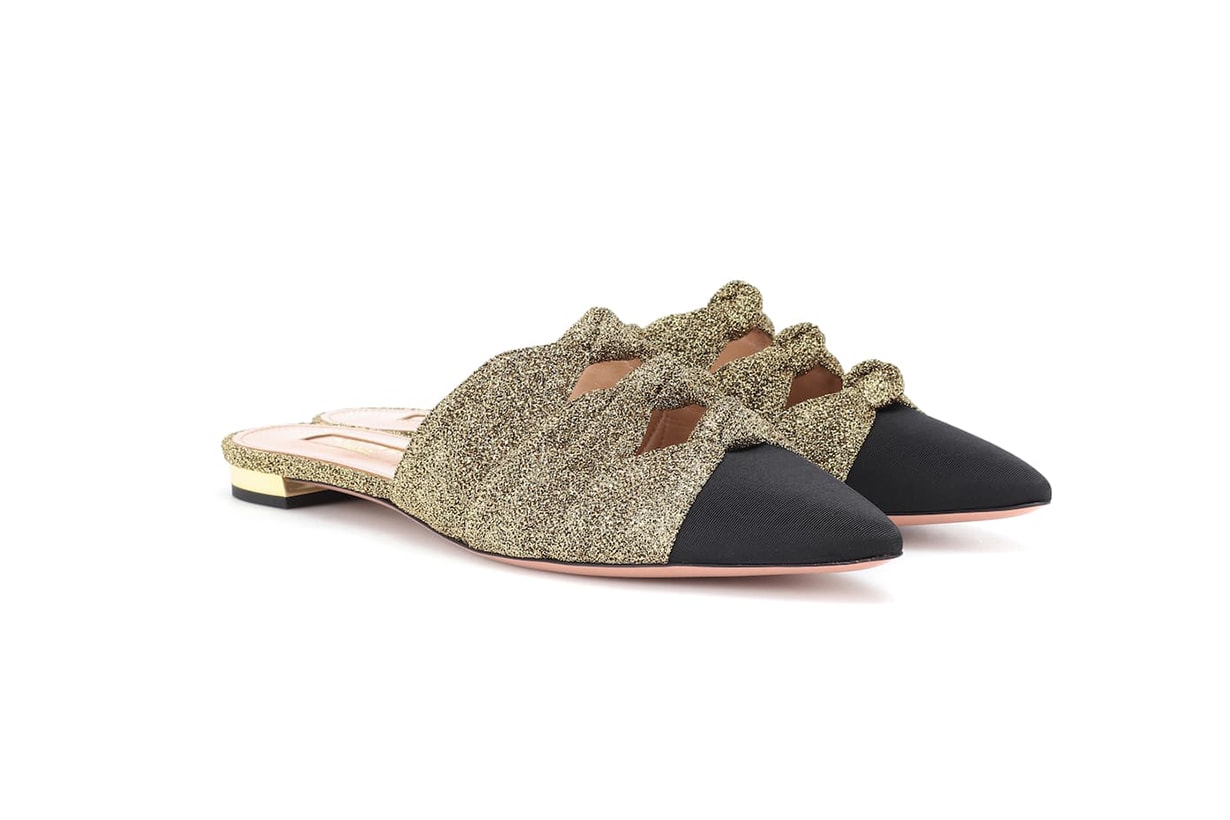 Aquazzura Glitter Knot Mules