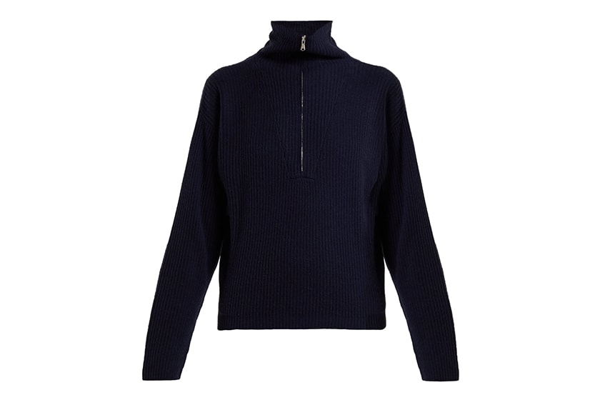 Allude Half-zip Ribbed Cashmere Sweater