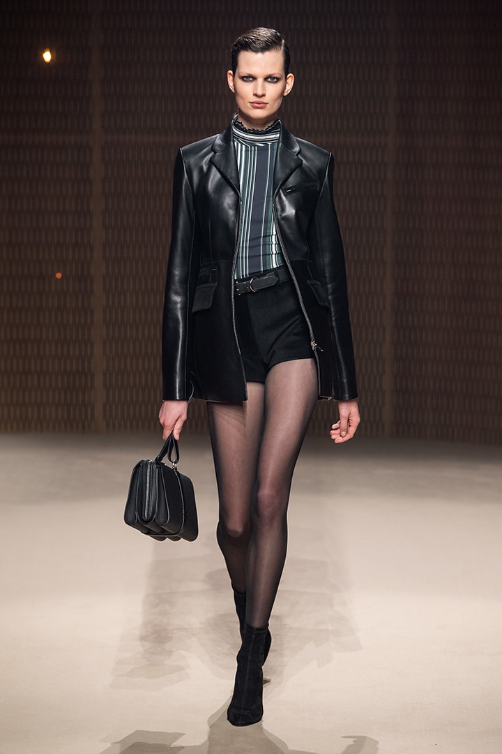 Hermès PFW Paris Fashion Week 2019 Fall Nadège Vanhee-Cybulski Leather silk coat dress feminine women starry light