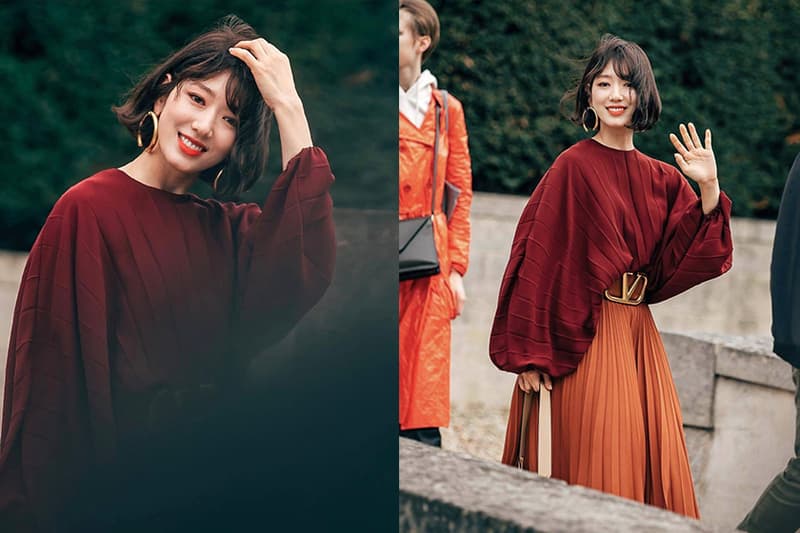 park shin hye short wavy bob hair look Paris fashion week 2019