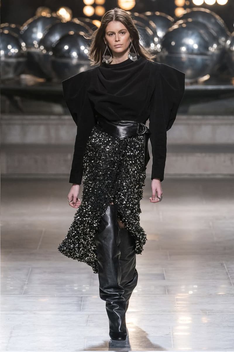 Isabel Marant 2019 Fall Winter Paris Fashion Week PFW 80s bohemian style turtle neck wrap skirt french girl