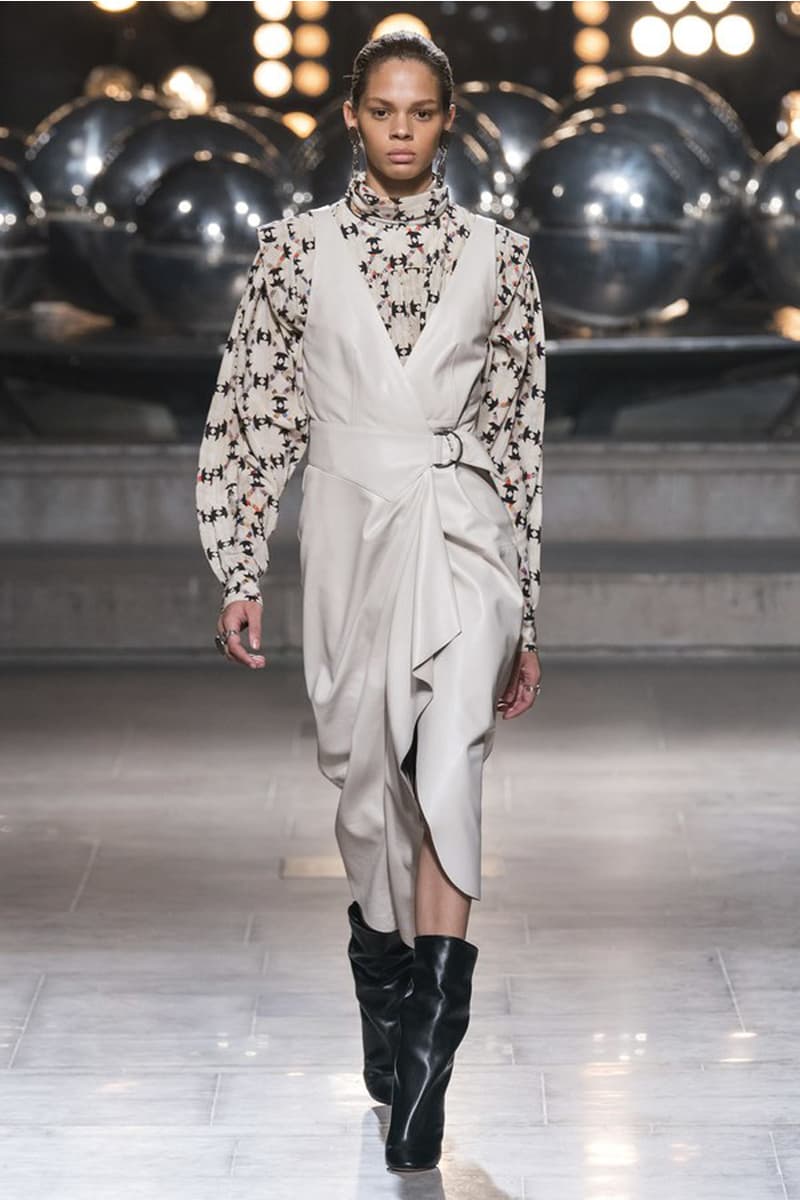 Isabel Marant 2019 Fall Winter Paris Fashion Week PFW 80s bohemian style turtle neck wrap skirt french girl