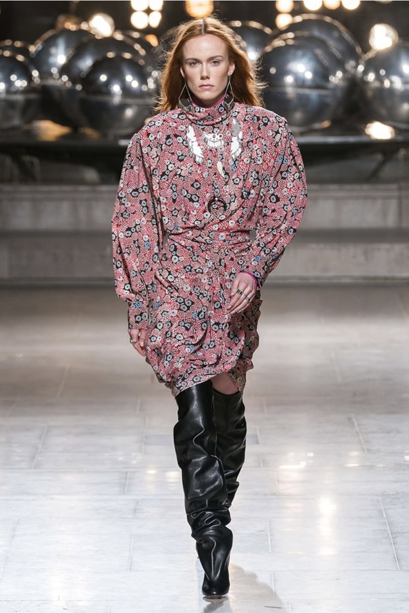 Isabel Marant 2019 Fall Winter Paris Fashion Week PFW 80s bohemian style turtle neck wrap skirt french girl