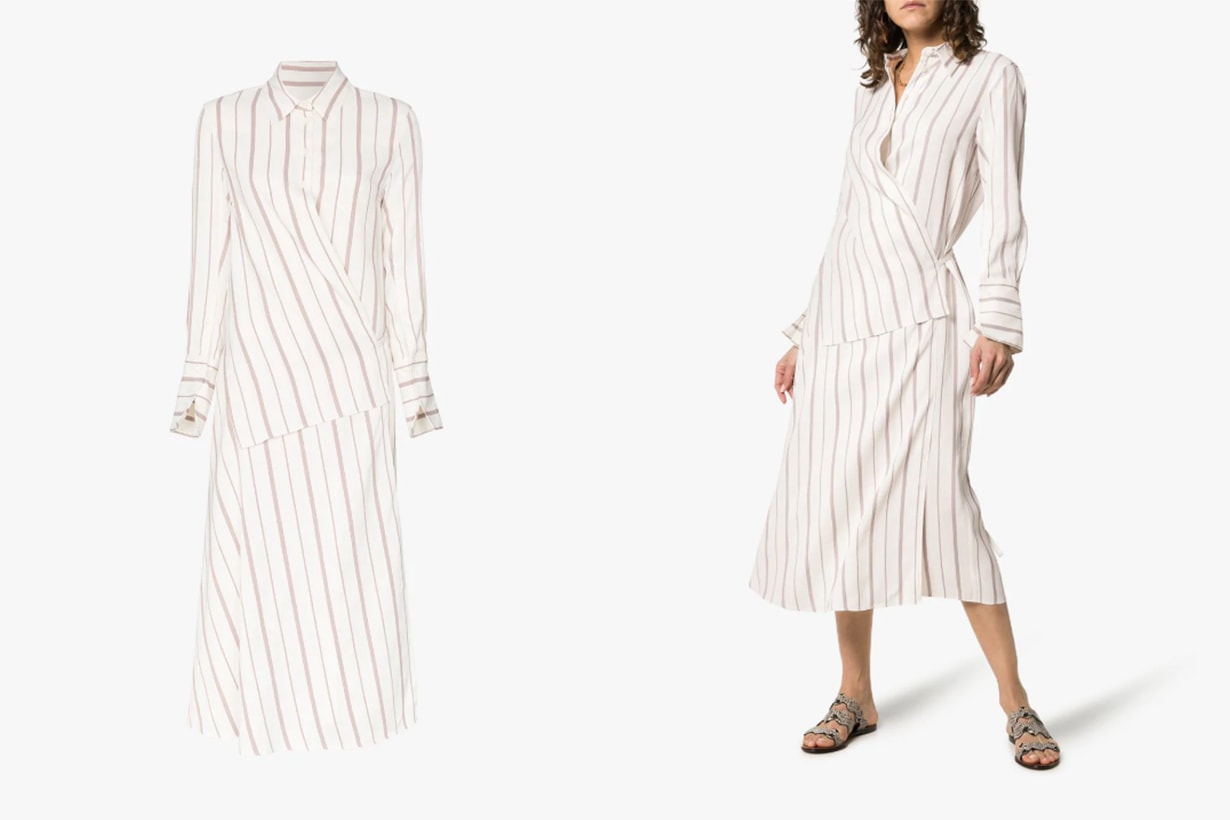 Joseph Claudi Poplin Stripe Wrap Cotton Blend Dress