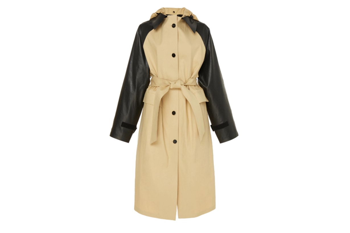 Kassl Contrast Sleeves Cotton Trench Coat