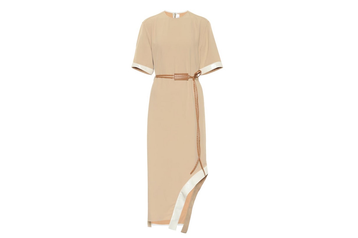 Victoria Beckham Leather-Trimmed Twill Midi Dress